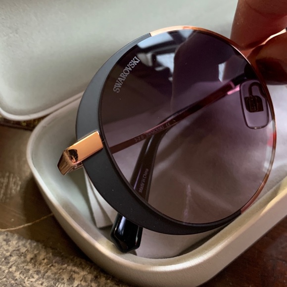 Authentic SWAROVSKI ROUND 51 metal/Acetate SWAN crystals sunglasses - Picture 5 of 16